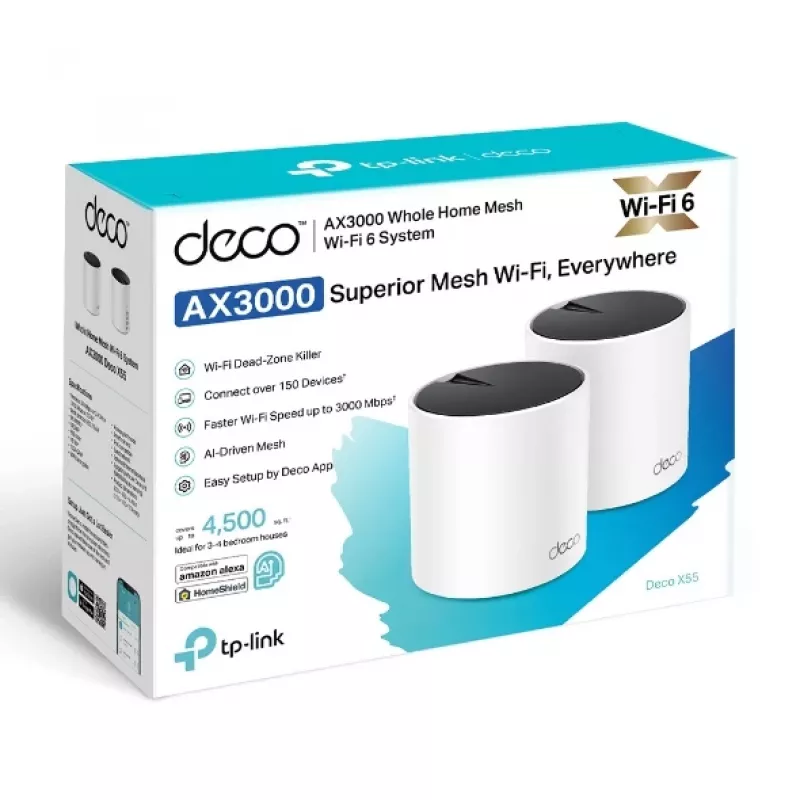 TP-Link DECO X55 (pack de 2) Dualband (2,4 GHz / 5 GHz) Wi-Fi 6 (802.11ax) branco 3 internas
