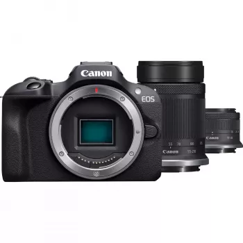 Canon EOS R100 + RF-S 18-45mm F4.5-6.3 IS STM + RF-S 55-200mm F5-7.1 IS STM Kit MILC 24,1 MP CMOS 6000 x 4000 píxeis preto