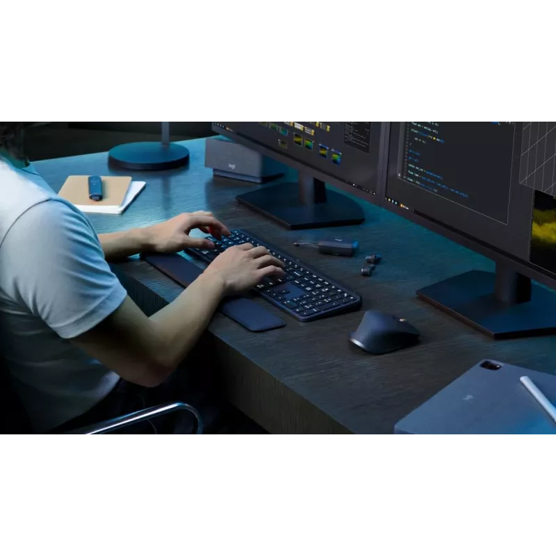 Logitech MX Keys S teclado universal RF sem fios Bluetooth QWERTY dinamarquês finlandês norueguês sueco grafite