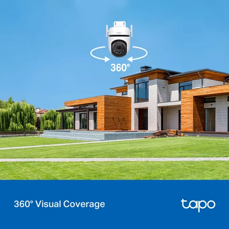 TP-Link Tapo câmara de segurança Wi-Fi exterior com rotação/inclinação, câmara de segurança IP, interior e exterior, sem fios, CE, FCC, RoHS, RCM, teto, preto, branco