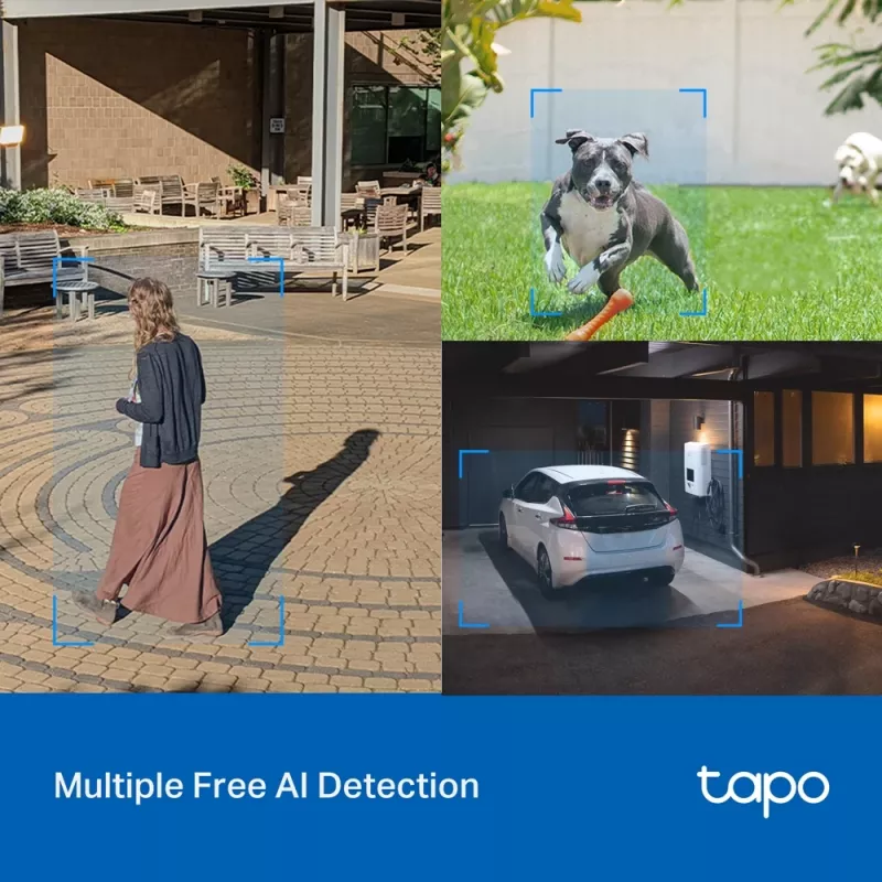 TP-Link Tapo câmara de segurança Wi-Fi exterior com rotação/inclinação, câmara de segurança IP, interior e exterior, sem fios, CE, FCC, RoHS, RCM, teto, preto, branco