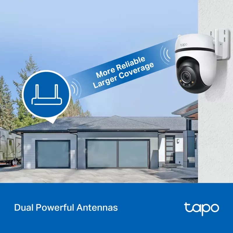 TP-Link Tapo câmara de segurança Wi-Fi exterior com rotação/inclinação, câmara de segurança IP, interior e exterior, sem fios, CE, FCC, RoHS, RCM, teto, preto, branco