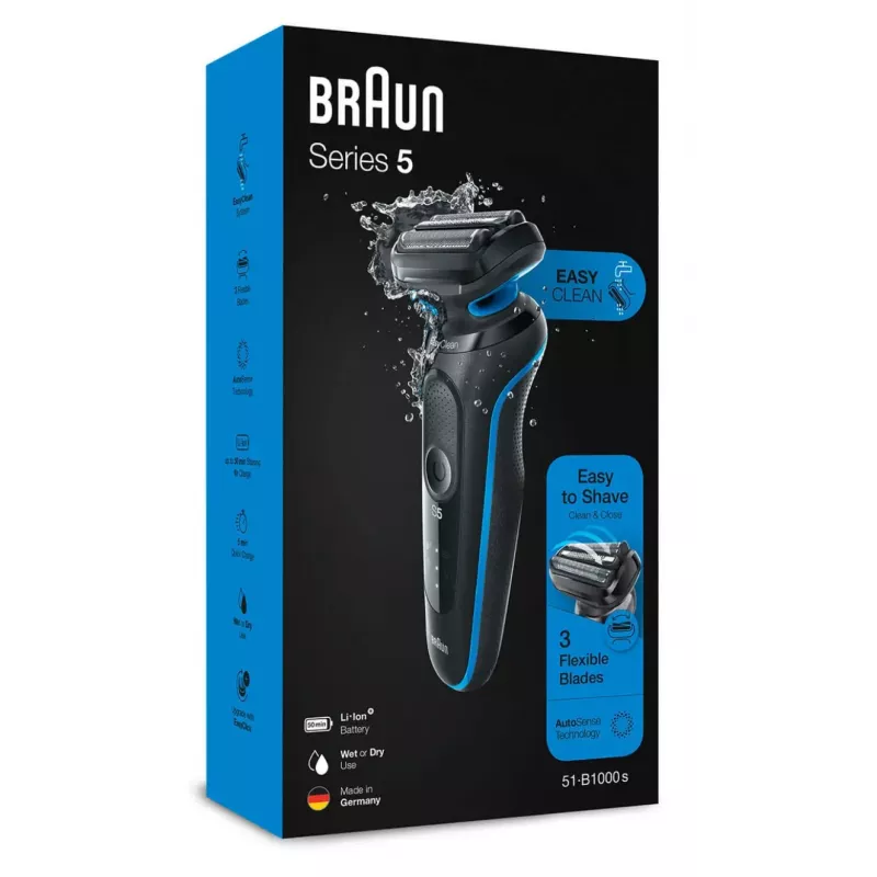 Braun 51-B1000s máquina de barbear de lâminas preto, azul