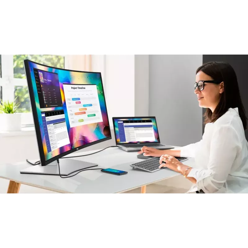 DELL UltraSharp U3824DW monitor de computador 95,2 cm (37,5 polegadas) 3840 x 1600 píxeis Wide Quad HD+ LCD preto, prateado