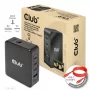 CLUB3D carregador de viagem internacional 140W tecnologia GaN, quatro portas USB Type-A (1x) e -C (3x), suporte PPS + Power Delivery (PD) 3.1