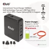 CLUB3D carregador de viagem internacional 140W tecnologia GaN, quatro portas USB Type-A (1x) e -C (3x), suporte PPS + Power Delivery (PD) 3.1