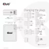 CLUB3D carregador de viagem internacional 140W tecnologia GaN, quatro portas USB Type-A (1x) e -C (3x), suporte PPS + Power Delivery (PD) 3.1