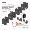 CLUB3D carregador de viagem internacional 140W tecnologia GaN, quatro portas USB Type-A (1x) e -C (3x), suporte PPS + Power Delivery (PD) 3.1