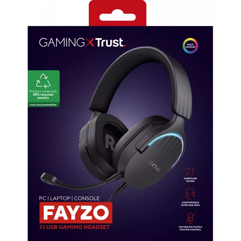 Trust GXT 490 FAYZO Auscultadores gaming over-ear 7.1 USB