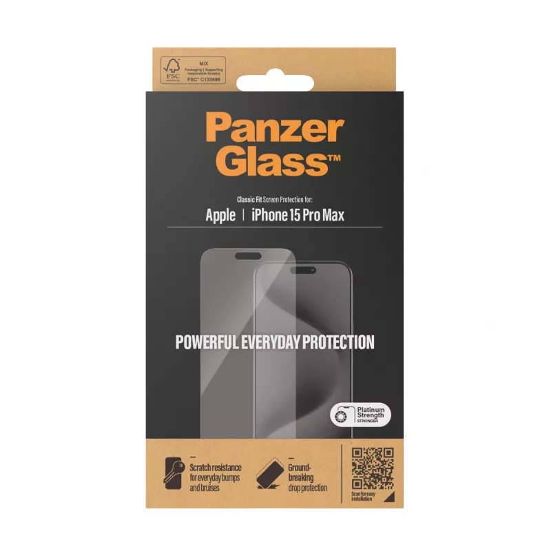 PanzerGlass ® Película de proteção de ecrã iPhone 15 Pro Max | Classic Fit