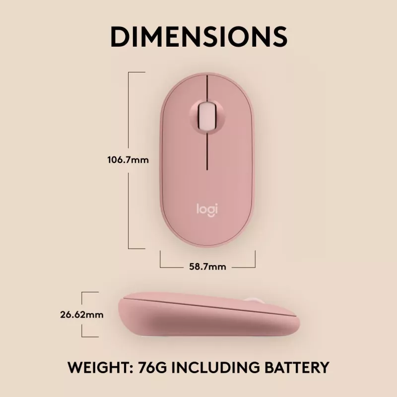 Rato ótico sem fios LOGITECH Pebble 2 M350s rosa