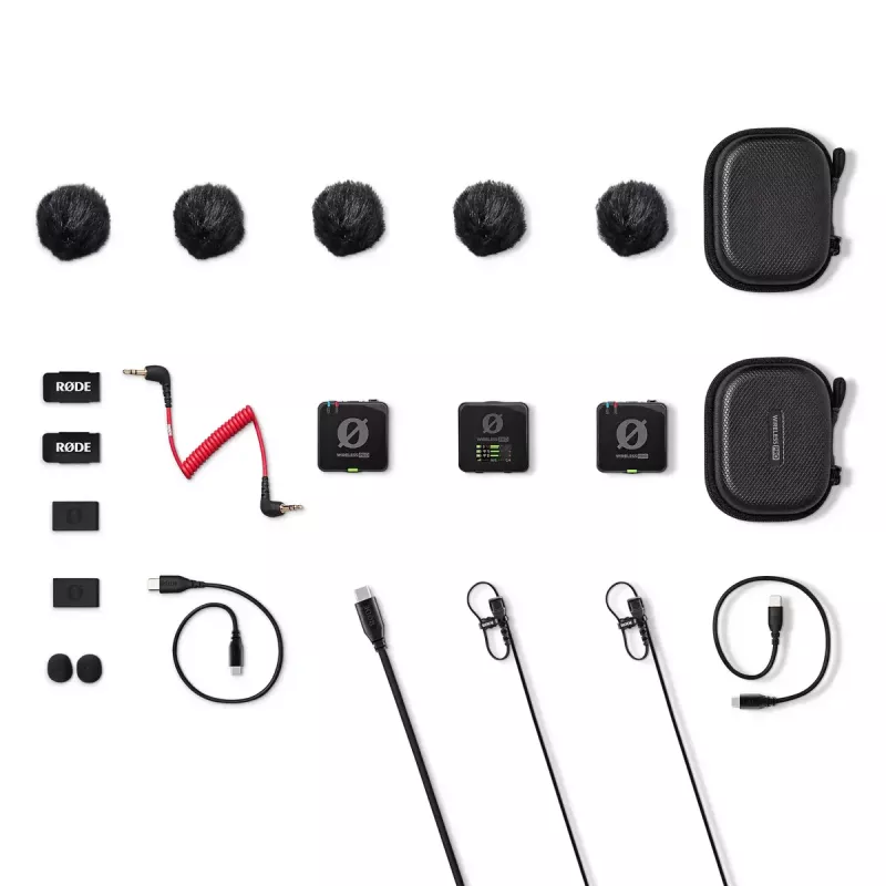 Sistema de microfone lavalier sem fios RØDE Wireless PRO — lavalier omnidirecional, 20–20.000 Hz, bateria de 7 h, alcance de 260 m
