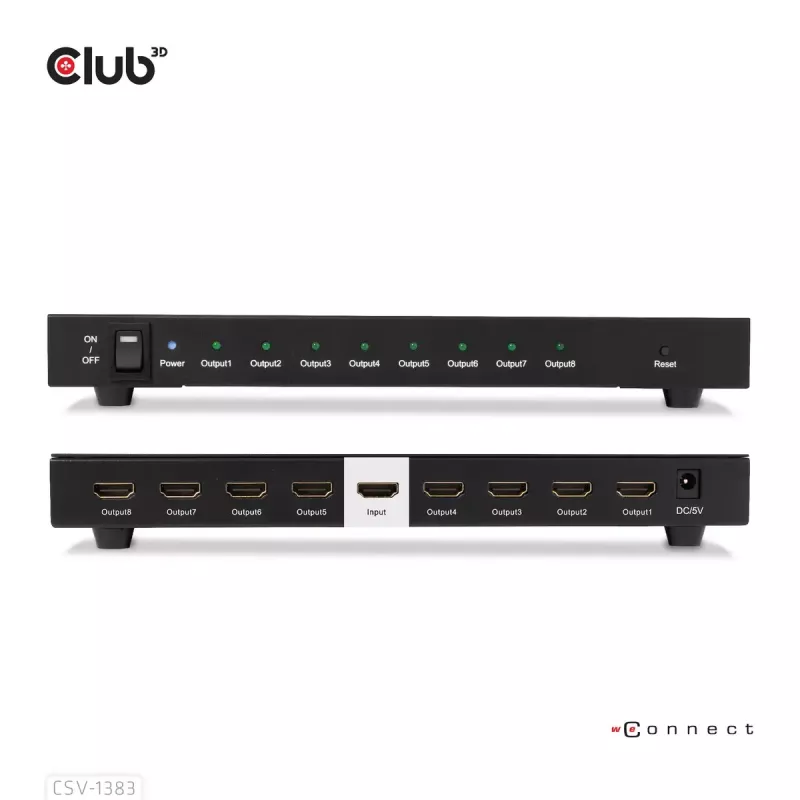 Splitter HDMI CLUB3D 1 para 8 Full 3D e 4K60Hz (600MHz)
