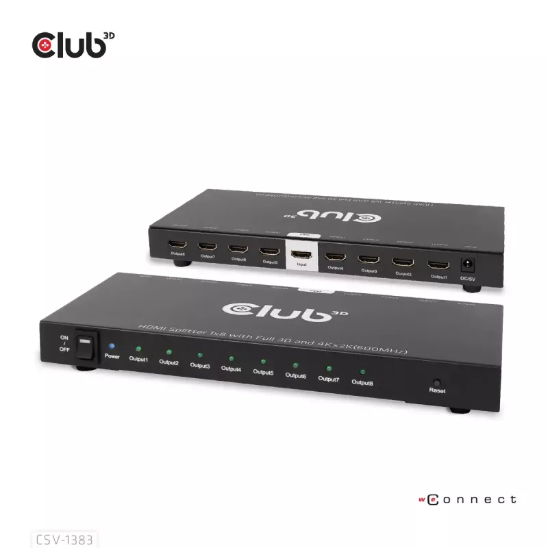 Splitter HDMI CLUB3D 1 para 8 Full 3D e 4K60Hz (600MHz)
