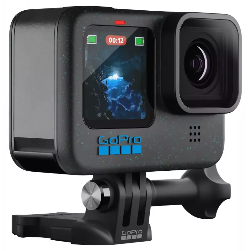 Câmara de ação GoPro HERO12 Black — 5K Ultra HD, 240 fps, 27 MP CMOS, campo de visão de 177°, LCD, MicroSD, Wi‑Fi