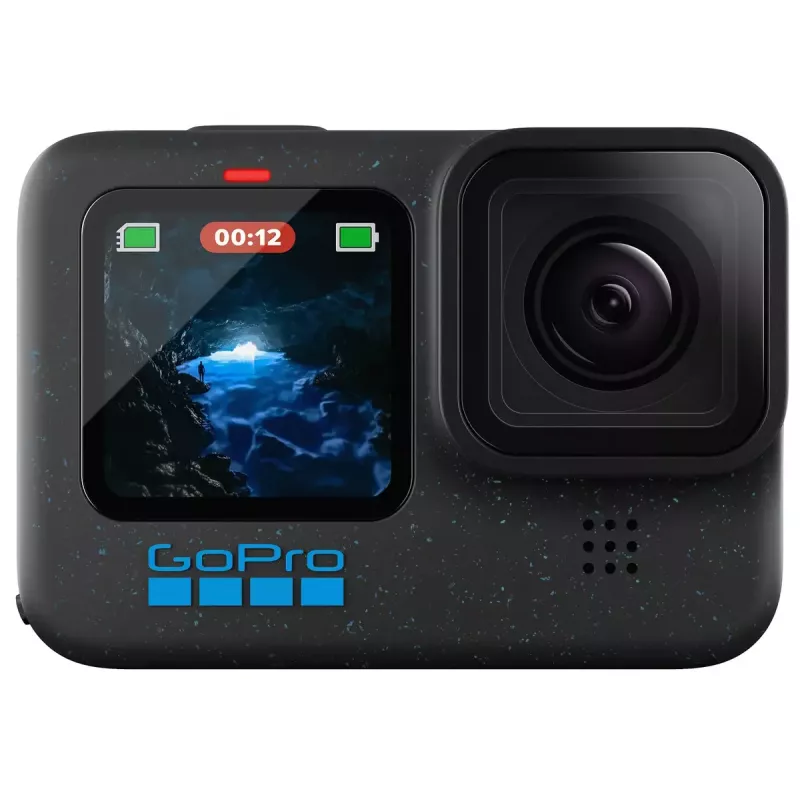 Câmara de ação GoPro HERO12 Black — 5K Ultra HD, 240 fps, 27 MP CMOS, campo de visão de 177°, LCD, MicroSD, Wi‑Fi