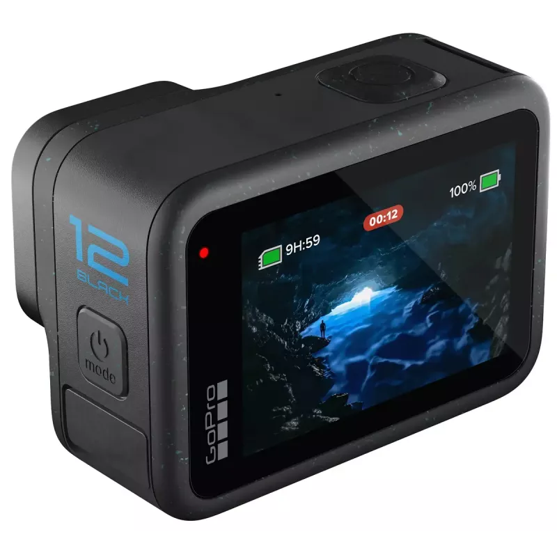 Câmara de ação GoPro HERO12 Black — 5K Ultra HD, 240 fps, 27 MP CMOS, campo de visão de 177°, LCD, MicroSD, Wi‑Fi