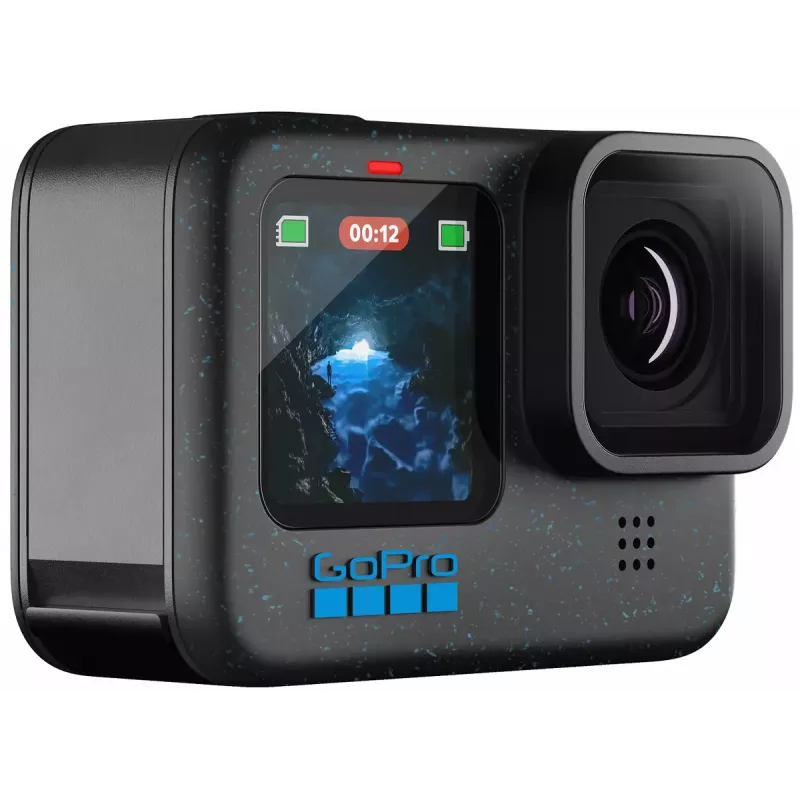 Câmara de ação GoPro HERO12 Black — 5K Ultra HD, 240 fps, 27 MP CMOS, campo de visão de 177°, LCD, MicroSD, Wi‑Fi