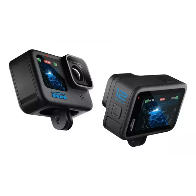 Câmara de ação GoPro HERO12 Black — 5K Ultra HD, 240 fps, 27 MP CMOS, campo de visão de 177°, LCD, MicroSD, Wi‑Fi