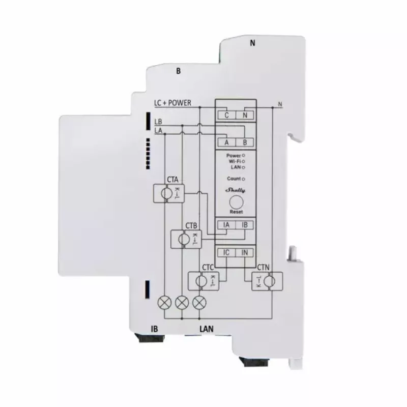 Medidor de consumo energético Shelly Pro 3EM AC 120 A 50-60 Hz