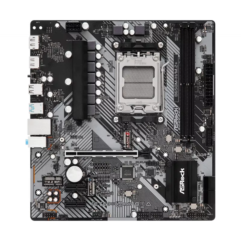 Placa-mãe ASRock B650M-H/M.2+ AM5 AMD B650 2 X DDR5 1 X HDMI 2.1 Tmds/frl 8g Compatible 1 X DisplayPort 1.4 With DSC mATX