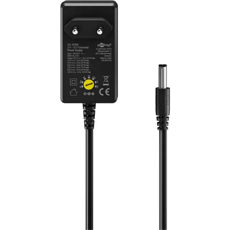 Adaptador AC Goobay 64568 Universal preto 12V 2.25A 1.8m