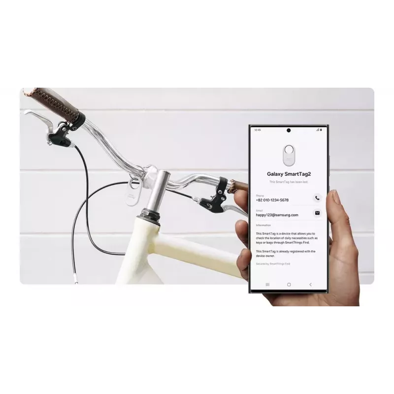 Dispositivo de rastreio Samsung Galaxy SmartTag2 — rastreador Bluetooth, pilha CR2032, até 12000 h, 13,75 g, 28,8×52,4 mm, 1 peça