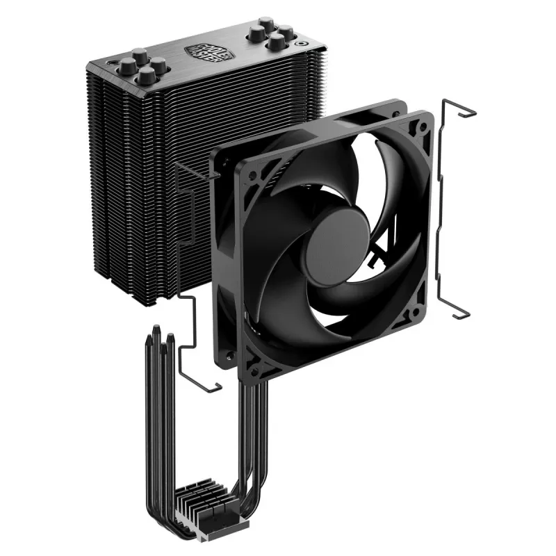 Cooler Master Hyper 212 Black RR-S4KK-25SN-R1 cooler a ar para CPU, ventoinha de 120 mm, 4 tubos de calor, AM4/AM5/LGA1700, preto