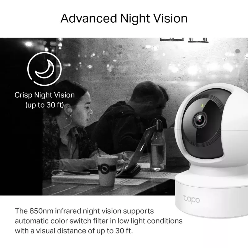 TP-Link Tapo C212 câmara de segurança Wi-Fi orientável, 3 MP (2304x1296), 107,5° na diagonal, Wi-Fi e Ethernet, microSD até 256 GB, para interior, branca