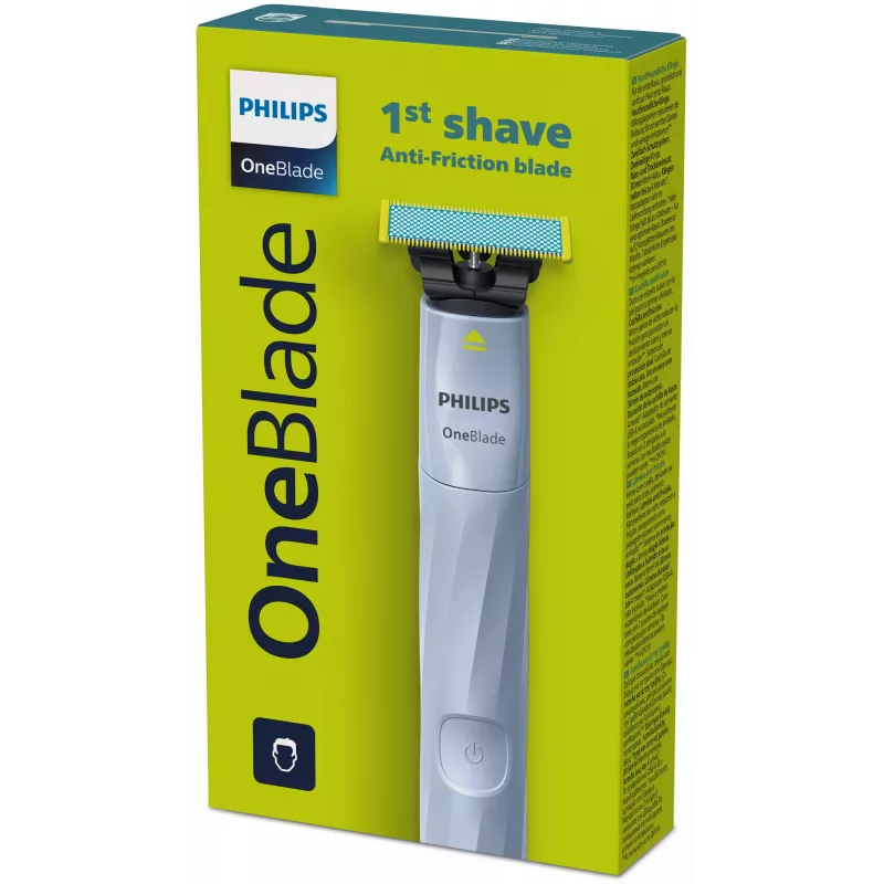 Máquina de barbear Philips Norelco OneBlade QP1324/20 — máquina de barbear azul sem fios, 30 min de autonomia, carregamento USB, lavável, contorno