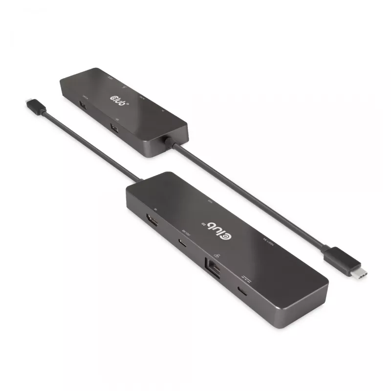 CLUB3D USB3.2 Gen2 Type-C, dock portátil 6-em-1 com duplo ecrã e vídeo USB Type-C 4K60Hz