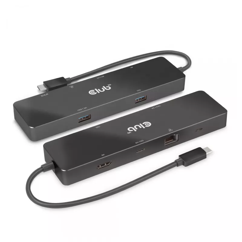CLUB3D USB3.2 Gen2 Type-C, dock portátil 6-em-1 com duplo ecrã e vídeo USB Type-C 4K60Hz