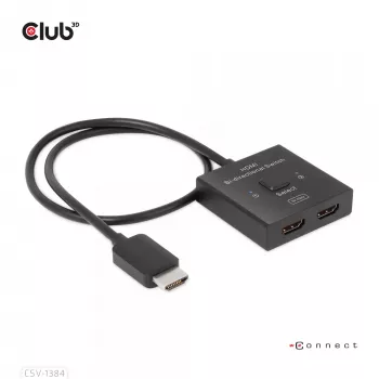 CLUB3D HDMI Switch bidirecional 2-em-1 8K60Hz 4K120Hz CSV-1384