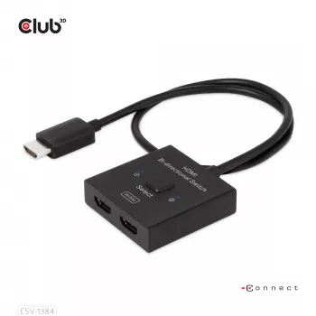 CLUB3D HDMI Switch bidirecional 2-em-1 8K60Hz 4K120Hz CSV-1384