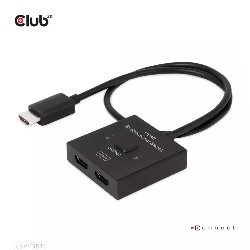 CLUB3D HDMI Switch bidirecional 2-em-1 8K60Hz 4K120Hz CSV-1384
