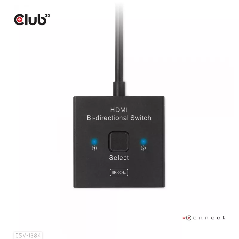 CLUB3D HDMI Switch bidirecional 2-em-1 8K60Hz 4K120Hz CSV-1384