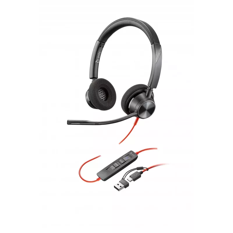 HP Poly Blackwire 3320 headset estéreo USB-C certificado Microsoft Teams + adaptador USB-C/A