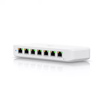 Switch gerido UBIQUITI USW-Ultra L2, 8x portas Gigabit PoE, 7 PoE, orçamento 42 W, DC/PoE, comutação 16 Gbit/s