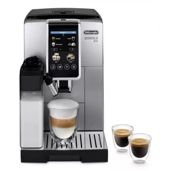 Máquina de café expresso combinada DeLonghi Dinamica Plus ECAM380.85.SB — depósito de água de 1,8 L, depósito de café em grão de 300 g, 15 bar