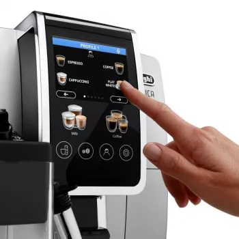 Máquina de café expresso combinada DeLonghi Dinamica Plus ECAM380.85.SB — depósito de água de 1,8 L, depósito de café em grão de 300 g, 15 bar