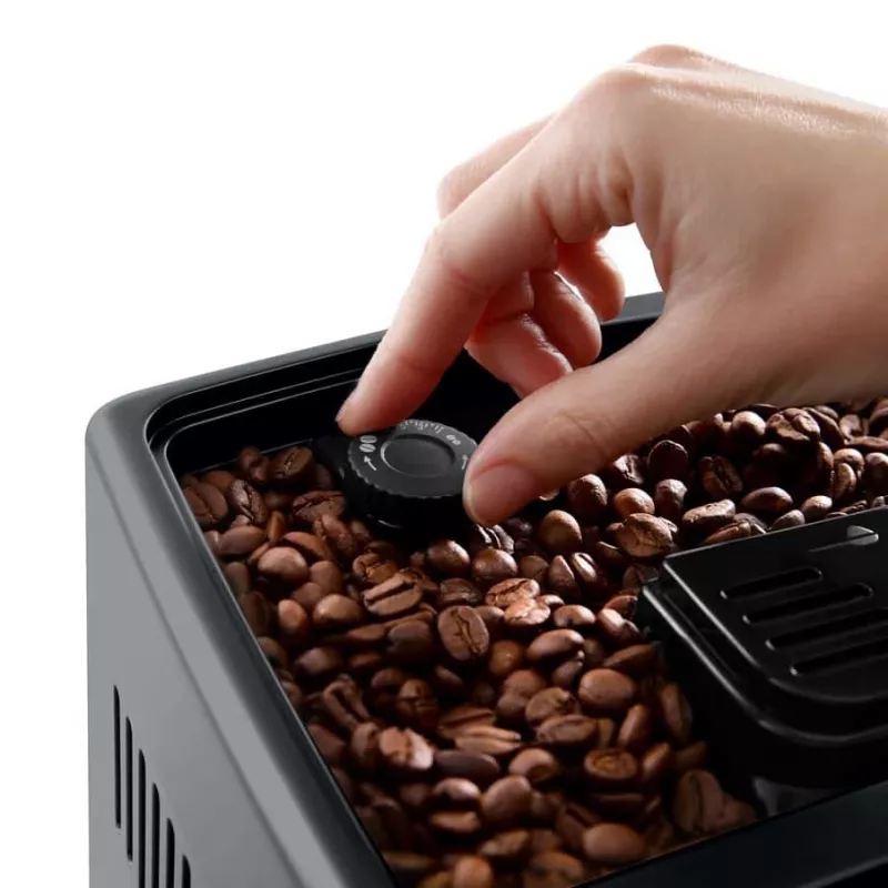 Máquina de café expresso combinada DeLonghi Dinamica Plus ECAM380.85.SB — depósito de água de 1,8 L, depósito de café em grão de 300 g, 15 bar