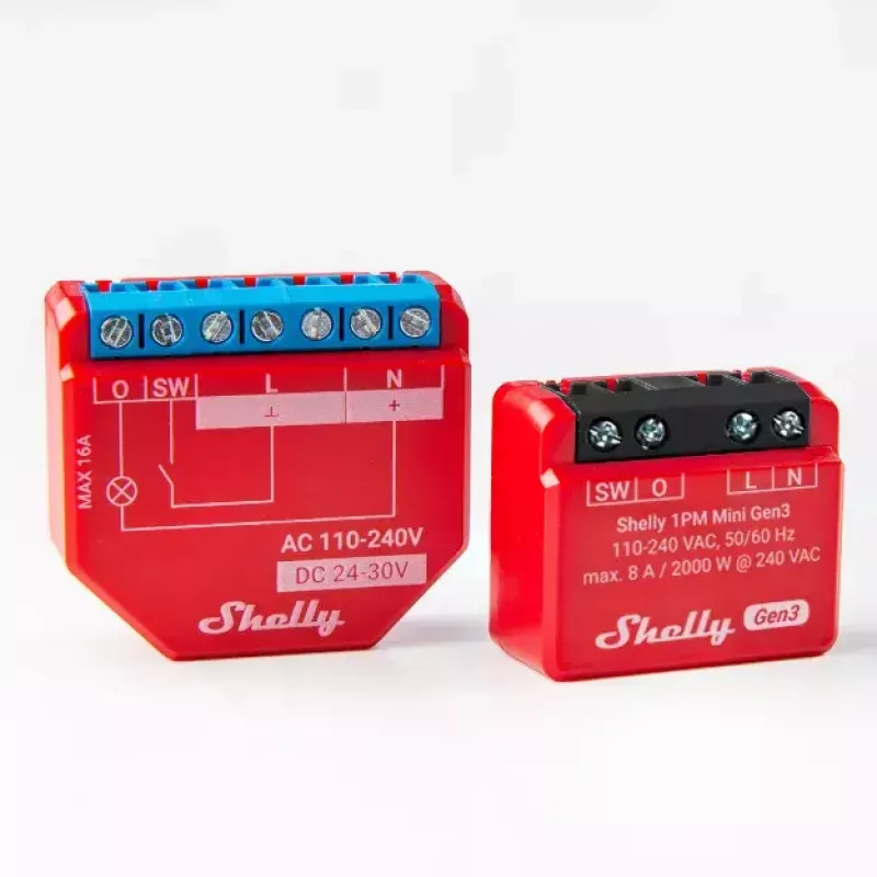 Interruptor inteligente Shelly 1PM Mini Gen3 1P sem fios 110-240V