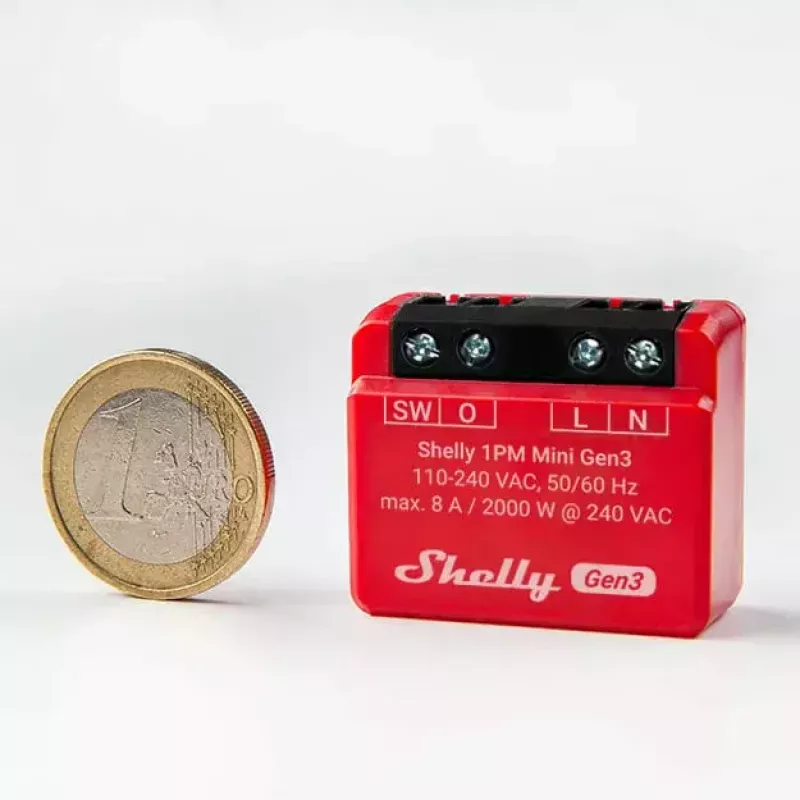 Interruptor inteligente Shelly 1PM Mini Gen3 1P sem fios 110-240V
