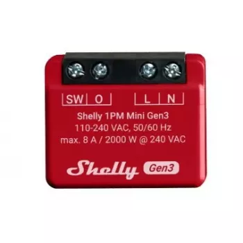 Interruptor inteligente Shelly 1PM Mini Gen3 1P sem fios 110-240V