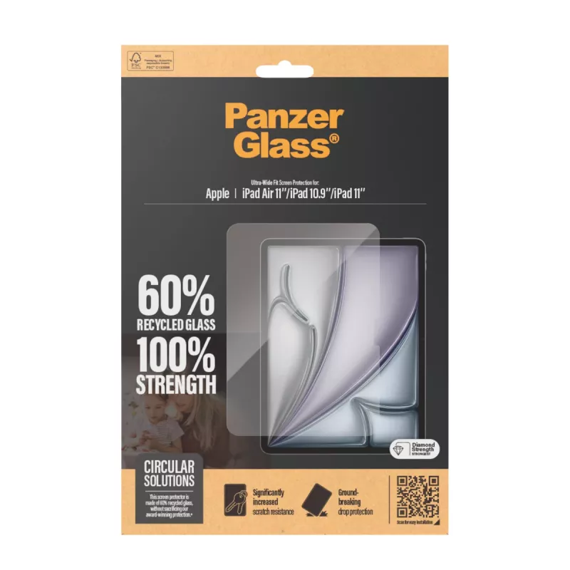 PanzerGlass® película de proteção de ecrã iPad Air 11'' (2024-2026) | iPad 11'' (2025-2026) | iPad 10.9'' (2022) | Ultra-Wide Fit