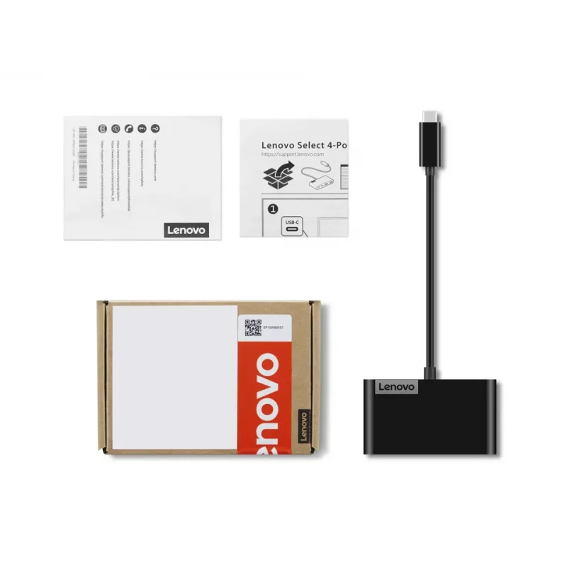 Lenovo Select GX91L84354 hub USB-C de 4 portas, USB 3.0, preto