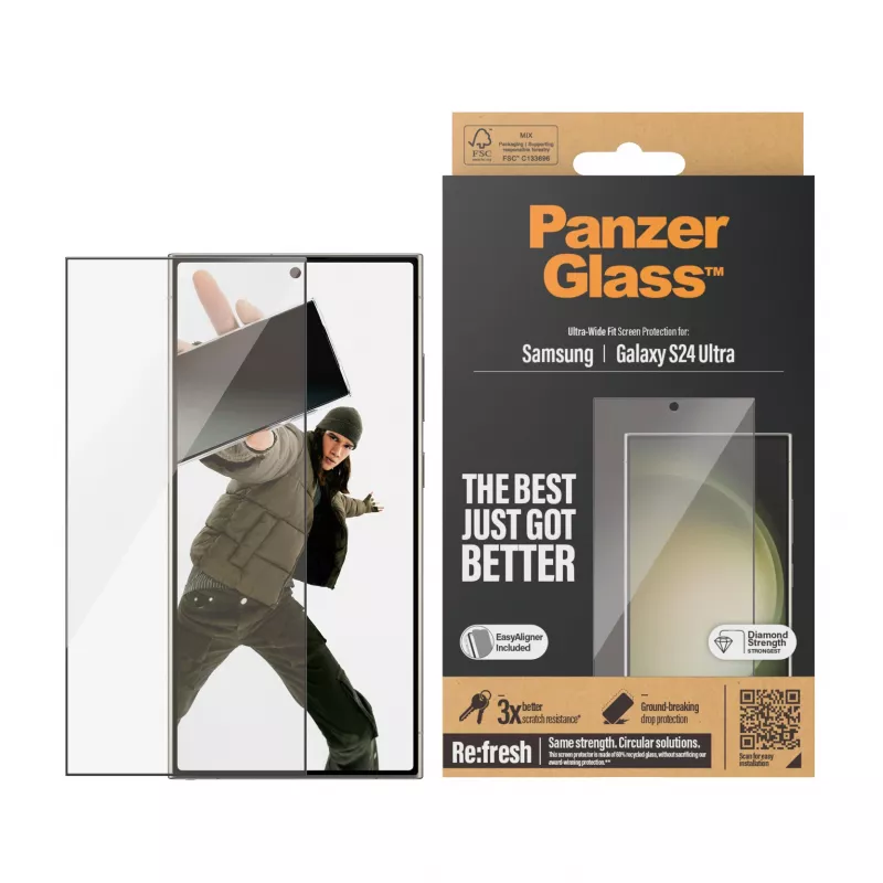 Película protetora de ecrã PanzerGlass® Samsung Galaxy S24 Ultra | Ultra-Wide Fit com EasyAligner