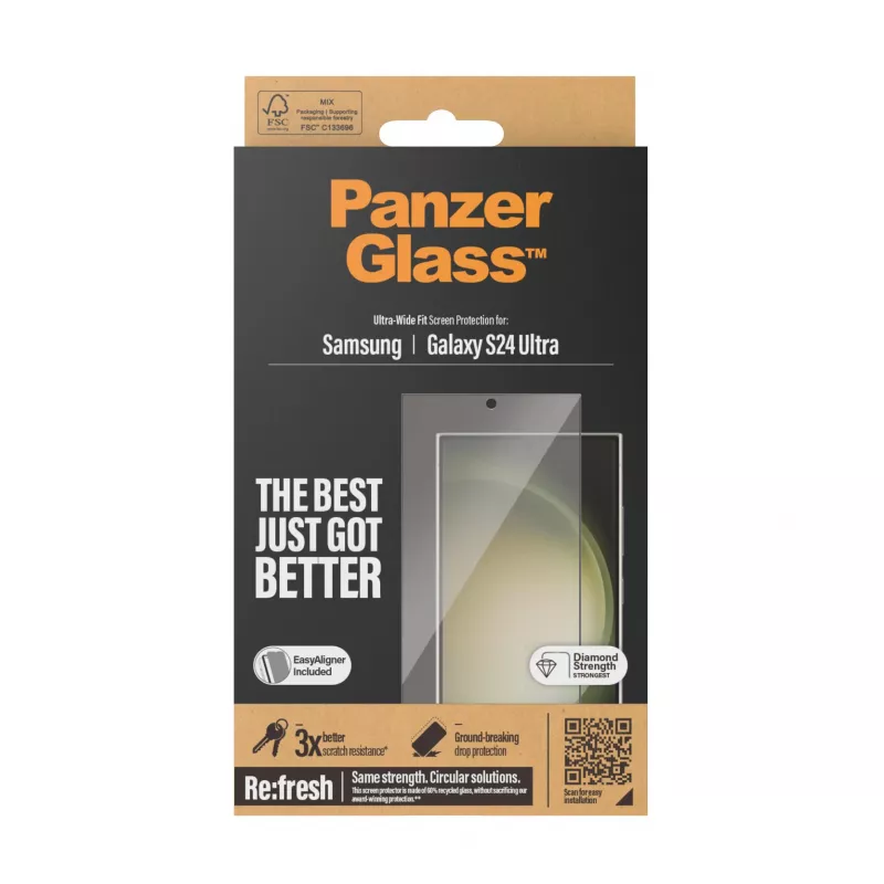 Película protetora de ecrã PanzerGlass® Samsung Galaxy S24 Ultra | Ultra-Wide Fit com EasyAligner