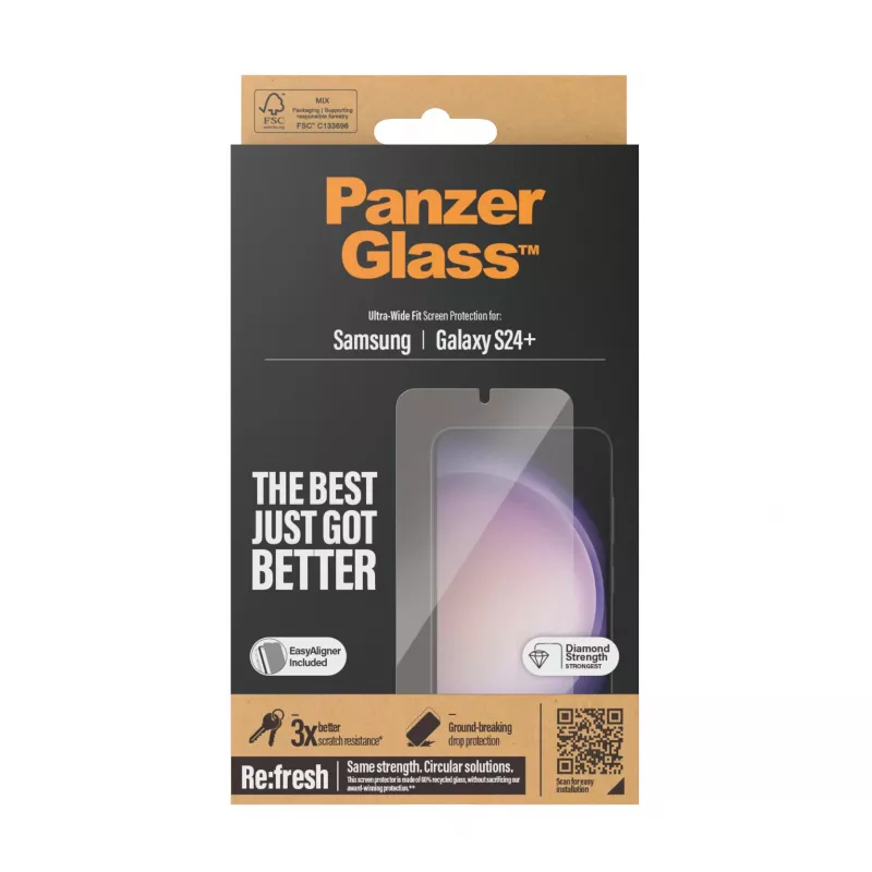 Película protetora de ecrã PanzerGlass ® Samsung Galaxy S24+ | Ultra-Wide Fit com EasyAligner