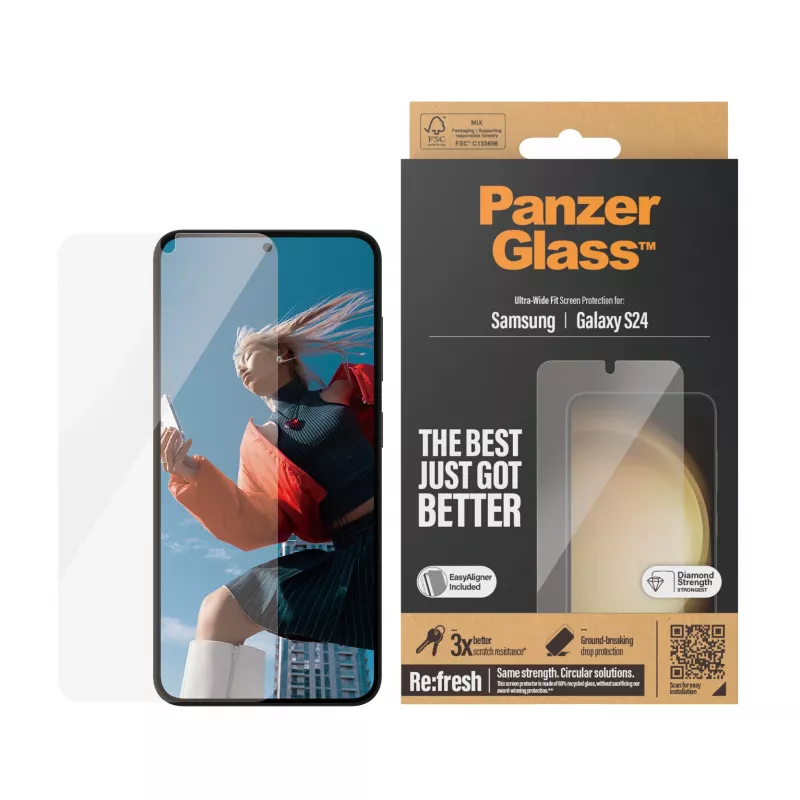 Película protetora de ecrã PanzerGlass® Samsung Galaxy S24 | Ultra-Wide Fit com EasyAligner